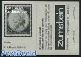 Switzerland 1982 Folklore Booklet, Grey Cover, Mozart D, Mint NH, Performance Art - Various - Amadeus Mozart - Stamp B.. - Nuevos