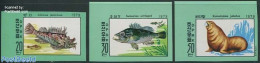 Korea, North 1979 Sea Animals 3v, Imperforated, Mint NH, Nature - Fish - Sea Mammals - Peces