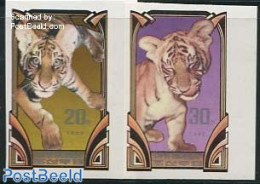 Korea, North 1982 Tigers 2v, Imperforated, Mint NH, Nature - Cat Family - Corea Del Nord