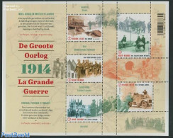 Belgium 2014 World War I 5v M/s, Mint NH, History - Nature - Sport - Transport - Horses - Cycling - Automobiles - Art .. - Unused Stamps