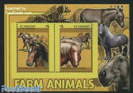 Saint Vincent 2014 Farm Animals S/s, Mint NH, Nature - Animals (others & Mixed) - Horses - St.Vincent (1979-...)