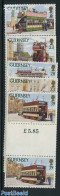 Guernsey 1992 Trams 5v, Gutter Pairs, Mint NH, Transport - Railways - Trams - Treni