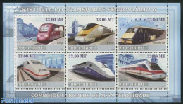 Mozambique 2009 High Speed Trains 6v M/s, Mint NH, Transport - Railways - Treni