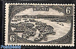 Brunei 1924 6c, (38mm), WM Script.CA, Stamp Out Of Set, Unused (hinged), Transport - Ships And Boats - Ships