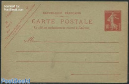 France 1907 Postcard 10c, Unused Postal Stationary - Cartas & Documentos