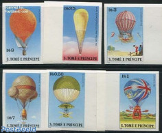 Sao Tome/Principe 1979 Aviation History, Balloons 6v, Imperforated, Mint NH, Transport - Balloons - Montgolfier