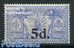 New Hebrides 1920 5p On 2.5p, Stamp Out Of Set, Unused (hinged) - Nuevos