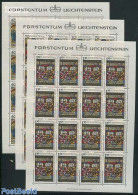 Liechtenstein 1979 Country Museum 3 M/s, Mint NH, History - Coat Of Arms - Art - Stained Glass And Windows - Unused Stamps