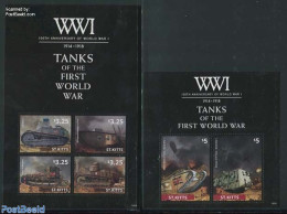 Saint Kitts/Nevis 2014 Tanks Of The First World War 2 S/s, Mint NH, History - Transport - Militarism - Aircraft & Avia.. - Militares