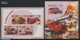 Niger 2014 Fire Engines 2 S/s, Mint NH, Transport - Automobiles - Fire Fighters & Prevention - Automobili