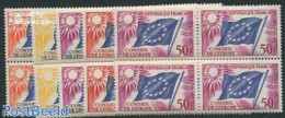 France 1958 European Council 5v, Blocks Of 4 [+], Mint NH, History - Ungebraucht