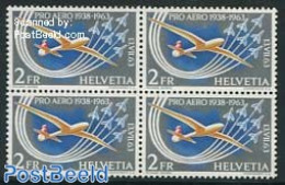 Switzerland 1963 Pro Aero 1v, Block Of 4 [+], Mint NH, Transport - Aircraft & Aviation - Nuevos