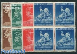 Germany, Empire 1941 Vienna Spring Fair 4v, Blocks Of 4 [+], Mint NH, Nature - Performance Art - Horses - Music - Neufs