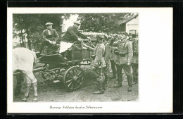 AK Durstige Deutsche Soldaten Kaufen Selterwasser Von Französischem Händler  - Guerra 1914-18