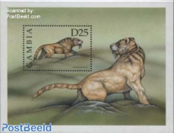 Gambia 1999 Sabertooth Cat S/s, Mint NH, Nature - Cat Family - Prehistoric Animals - Preistorici