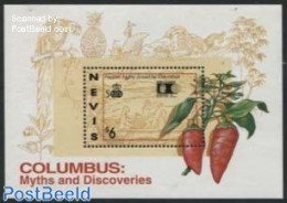 Nevis 1992 Red Pepper S/s, Mint NH, Health - History - Transport - Food & Drink - Explorers - Ships And Boats - Food