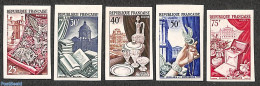 France 1954 Export 5v, Imperforated, Unused (hinged), Various - Export & Trade - Textiles - Nuovi