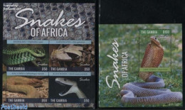 Gambia 2015 Snakes Of Africa 2 S/s, Mint NH, Nature - Reptiles - Snakes - Gambie (...-1964)