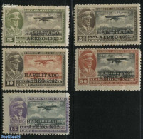 Mexico 1932 Airmail Overprints 5v, Unused (hinged), Transport - Aircraft & Aviation - Vliegtuigen