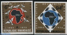 Rwanda 1973 African Unity 2v, Imperforated, Mint NH, Various - Maps - Geografia