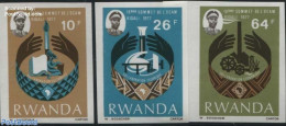 Rwanda 1977 OCAM Conference 3v, Imperforated, Mint NH, Science - Chemistry & Chemists - Química