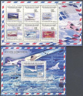 Guinea, Republic 2009 Concorde On Stamps 2 S/s, Mint NH, Transport - Stamps On Stamps - Concorde - Aircraft & Aviation - Briefmarken Auf Briefmarken