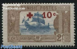 Tunisia 1916 10c On 2F, Stamp Out Of Set, Unused (hinged), Health - Transport - Red Cross - Ships And Boats - Red Cross