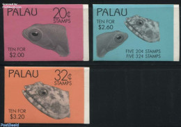 Palau 1995 Fishes 3 Booklets, Mint NH, Nature - Fish - Stamp Booklets - Fische