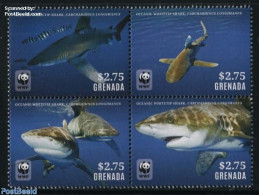 Grenada 2014 WWF, Oceanic Whitetip Shark 4v [+] Or [:::], Mint NH, Nature - Fish - World Wildlife Fund (WWF) - Peces