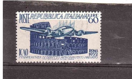 1952 L.60 DIRITTO AERONAUTICO - 1946-60: Mint/hinged