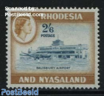 Rhodesia & Nyasaland 1959 2/6Sh, Stamp Out Of Set, Mint NH, Transport - Aircraft & Aviation - Aviones