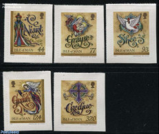 Isle Of Man 2015 Christmas, Manx Prayer Book 5v S-a, Mint NH, Nature - Religion - Birds - Angels - Christmas - Christendom