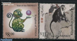 Tonga 2015 Year Of The Monkey 2v, Mint NH, Nature - Various - Monkeys - New Year - Año Nuevo