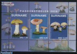 Suriname, Republic 2016 Mushrooms S/s, Mint NH, Nature - Mushrooms - Pilze