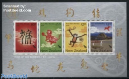 New Zealand 2016 Year Of The Monkey S/s, Mint NH, Nature - Various - Birds - Monkeys - New Year - Unused Stamps