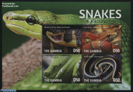 Gambia 2015 Snakes 4v M/s, Mint NH, Nature - Reptiles - Snakes - Gambia (...-1964)