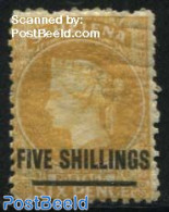 Saint Helena 1864 FIVE SHILLINGS On 6p Oranje, Unused (hinged) - St. Helena