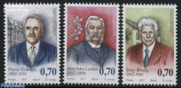 Luxemburg 2017 Famous Persons 3v, Mint NH, History - Nature - Politicians - Flowers & Plants - Orchids - Art - Authors - Unused Stamps