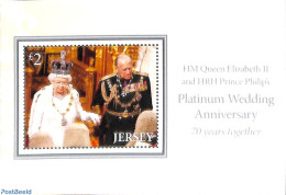 Jersey 2017 70th Wedding Anniversary S/s, Mint NH, History - Kings & Queens (Royalty) - Case Reali