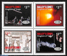 Tonga 2017 Halley's Comet 4v [+], Mint NH, Science - Astronomy - Halley's Comet - Astrology