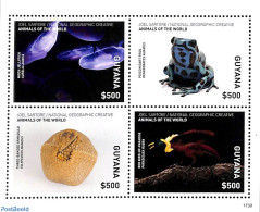 Guyana 2017 Animals Of The World 4v M/s, Mint NH, Nature - Animals (others & Mixed) - Birds - Frogs & Toads - Shells &.. - Meereswelt