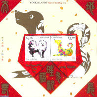 Cook Islands 2018 Year Of The Dog 2v M/s, Mint NH, Nature - Various - Dogs - New Year - Nouvel An