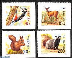 Switzerland 2018 Forest Animals 4v S-a, Mint NH, Nature - Animals (others & Mixed) - Birds - Deer - Wild Mammals - Woo.. - Ungebraucht