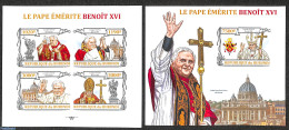 Burundi 2013 Pope Benedict XVI  2 S/s, Imperforated, Mint NH, Religion - Pope - Religion - Popes
