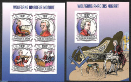 Burundi 2013 Mozart  2 S/s, Imperforated, Mint NH, Performance Art - Amadeus Mozart - Music - Art - Composers - Musik