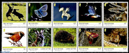 Isle Of Man 2019 Wildlife 10v [++++], Mint NH, Nature - Animals (others & Mixed) - Birds - Butterflies - Hedgehog - Ra.. - Isla De Man