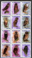 Suriname, Republic 2019 Owls 12v, Sheetlet, Mint NH, Nature - Birds - Birds Of Prey - Owls - Surinam