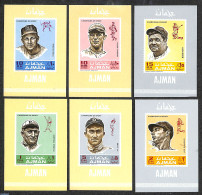 Ajman 1969 Baseball 6 S/s (imperforated), Mint NH, Sport - Baseball - Béisbol