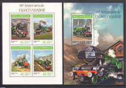 Mozambique 2014 Railways 2 S/s, Mint NH, Transport - Railways - Trains