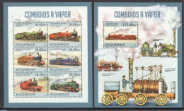 Mozambique 2013 Railways Locomotives 2 S/s, Mint NH, Transport - Railways - Treni